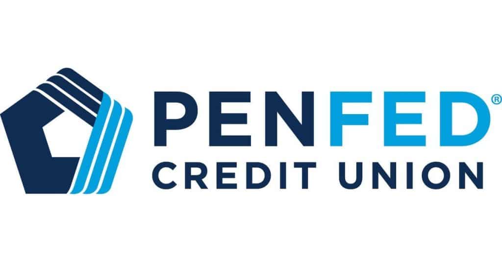 Official PenFed Credit Union logo in blue, showing a geometric pentagon icon beside the brand name “PenFed Credit Union.” The modern, professional design symbolizes reliability and the institution’s commitment to personal loans, banking, and financial services.